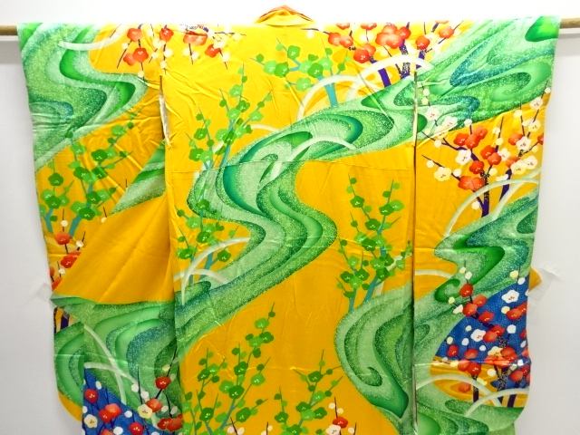 枝梅模様刺繍花嫁衣装掛下(比翼付き)